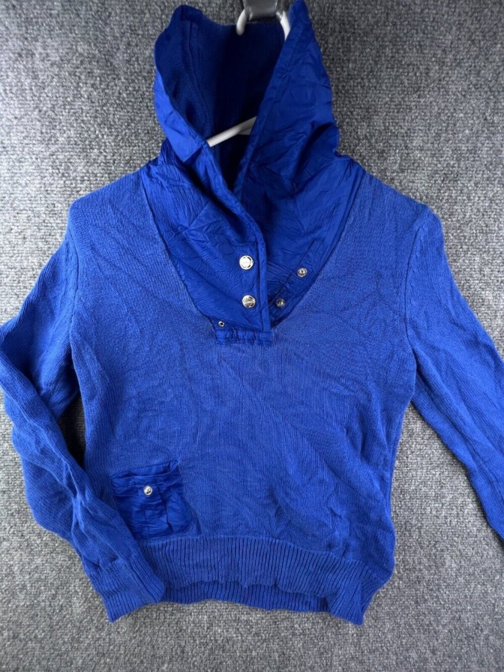 Lauren Ralph Lauren Active Women’s Sweater Small Blue Pullover Pocket 1/4 Snap